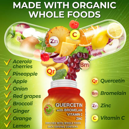 Quercetina Bromelina Vitamina C Zinc 1215 Mg Capsulas Refuerzo Inmunologico Potente
