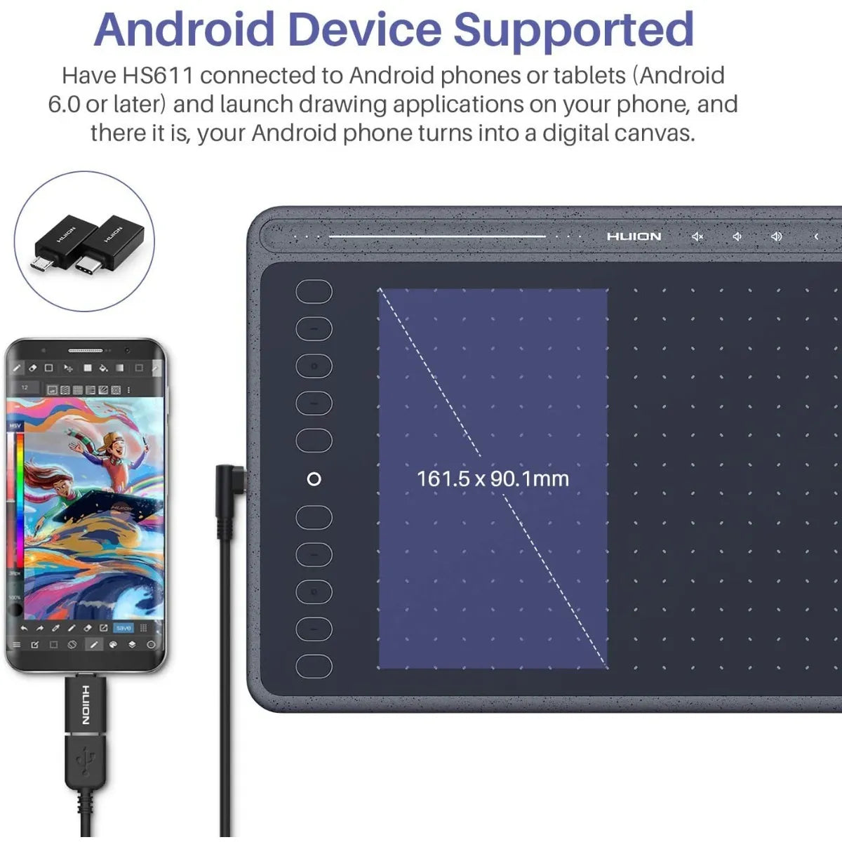 Tableta Digitalizadora Huion HS611 Space Grey Precision Profesional Multitouch