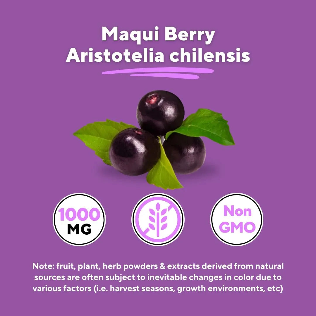 Maqui Berry 1000mg Suplemento En Polvo De Bayas 120 Cápsulas Vegetales