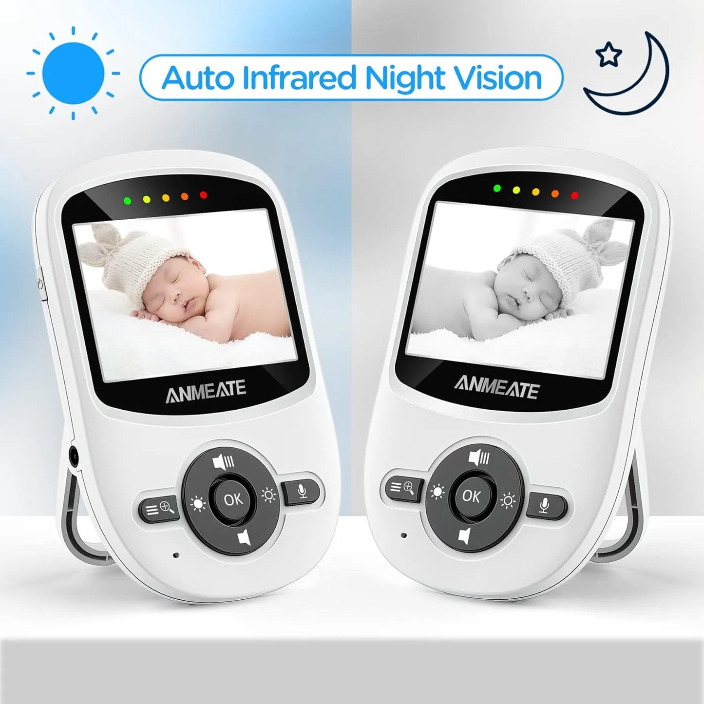 Monitor De Video Para Bebe Anmeate Sm24 Con Vision Nocturna Y Audio Bidireccional