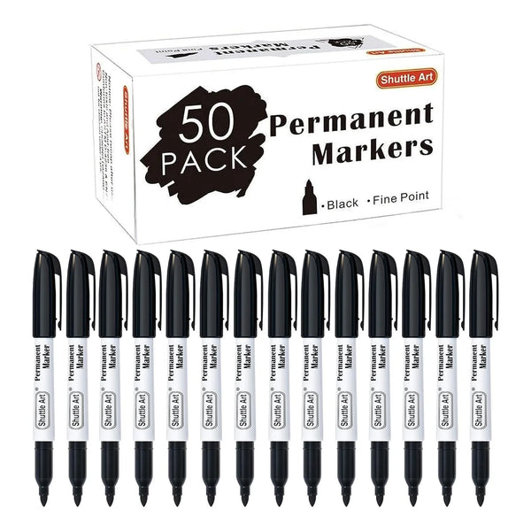 Juego De 50 Rotuladores Permanentes Shuttle Art Tinta Negra Superficies Multiples