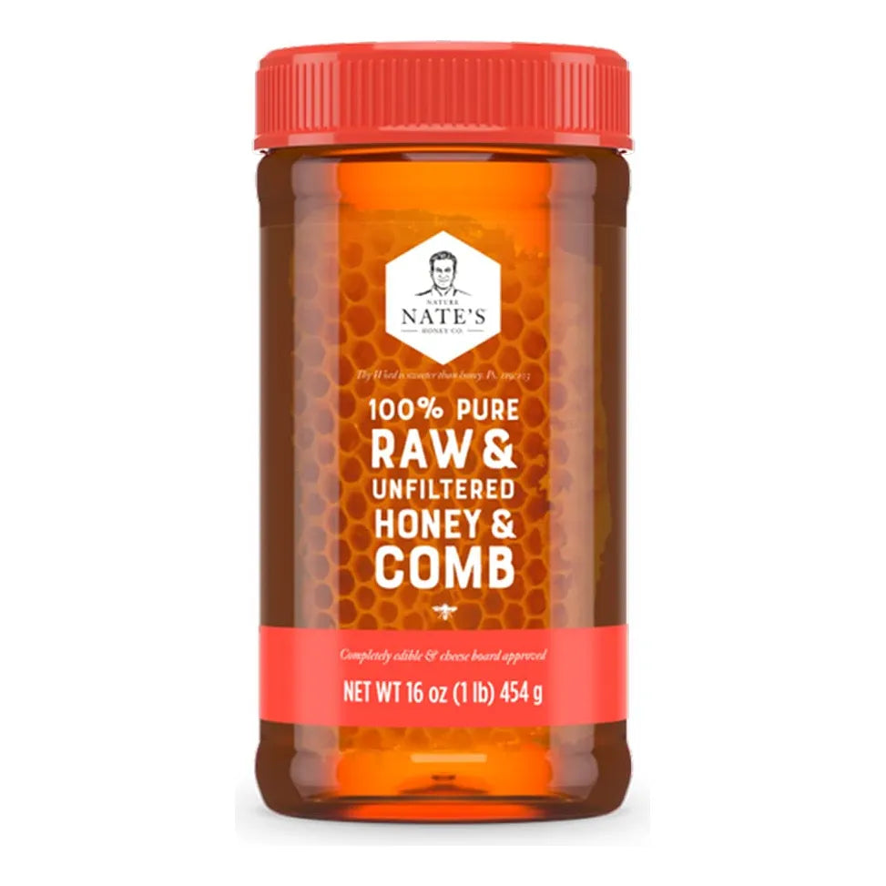 Miel Cruda Pura Nature Nates 16 Onzas Sin Filtrar Con Panal Comestible