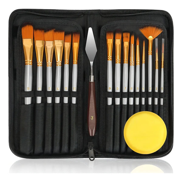 Juego De 18 Pinceles Profesionales Para Pintura Al Oleo Precision Y Durabilidad
