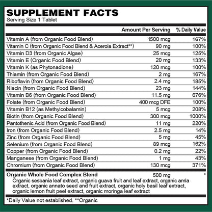 Multivitaminico Organico Diario Para Mujeres Energia Y Belleza 60 Tabletas