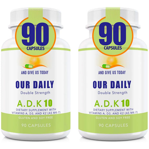 Vitaminas Doble Fuerza ADK 10 10000 Ui A1 D3 K2 Mk7 Apoyo Óseo E Inmunológico 180 Cápsulas