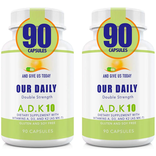 Vitaminas Doble Fuerza ADK 10 10000 Ui A1 D3 K2 Mk7 Apoyo Óseo E Inmunológico 180 Cápsulas