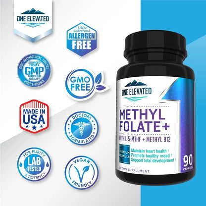 Forte Methyl Folate B12 Niacina B1 B2 B6 Suplemento 3 Meses Máxima Absorción