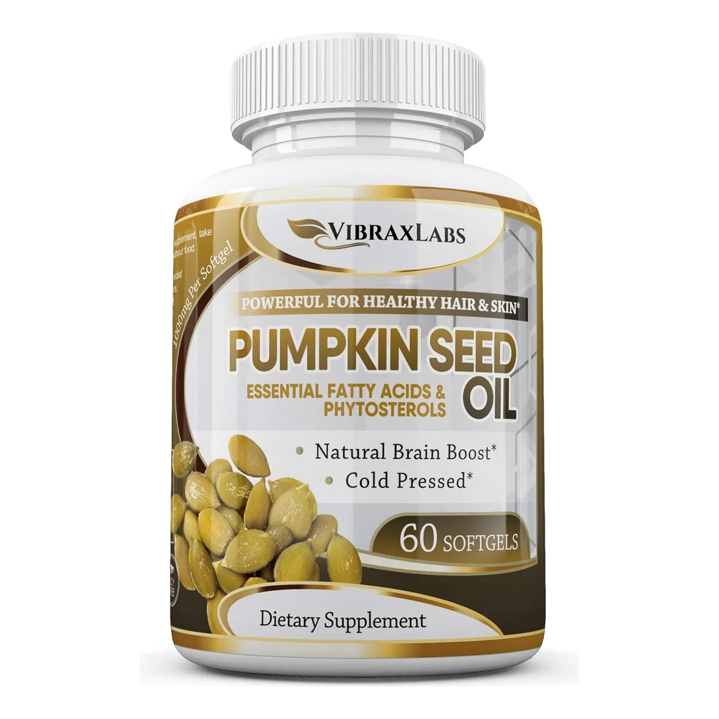 Aceite De Semilla De Calabaza Prensado En Frio 1000 Mg Cabello Piel Y Prostat