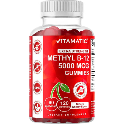 Gomitas De Vitamina B12 Metilo 5000 Mcg 120 Unidades Sabor Cereza Veganas