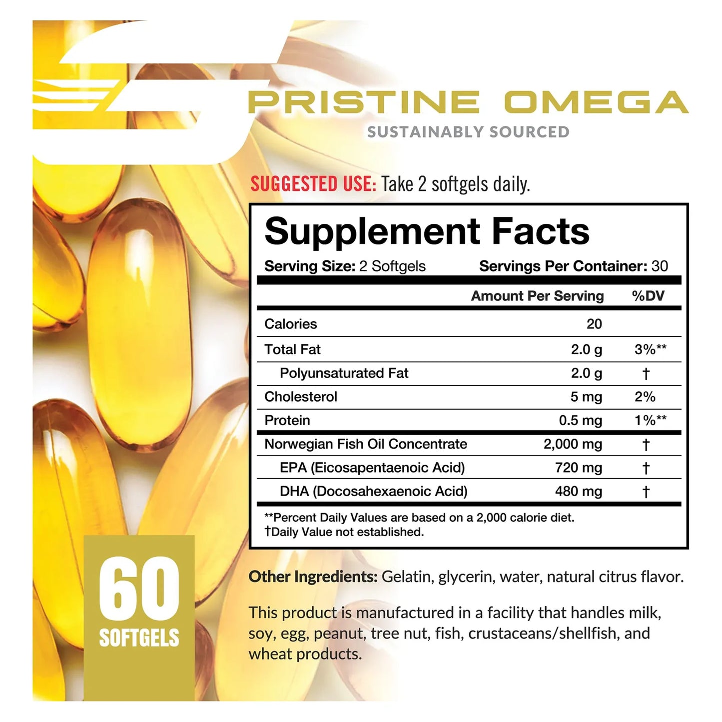 Aceite De Pescado Noruego Omega 3 2000 Mg EPA DHA Soporte Cardiaco Y Cerebral