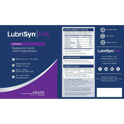 Lubricante Articular Natural Sabor Uva Con Acido Hialuronico 11.5 Onzas Alivia Dolor Y Rigidez