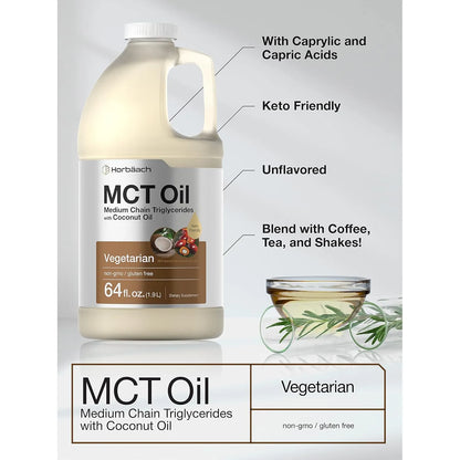 Aceite MCT Horbäach 1.89 Litros 100% Puro Para Keto Mezcla Con Café Y Más