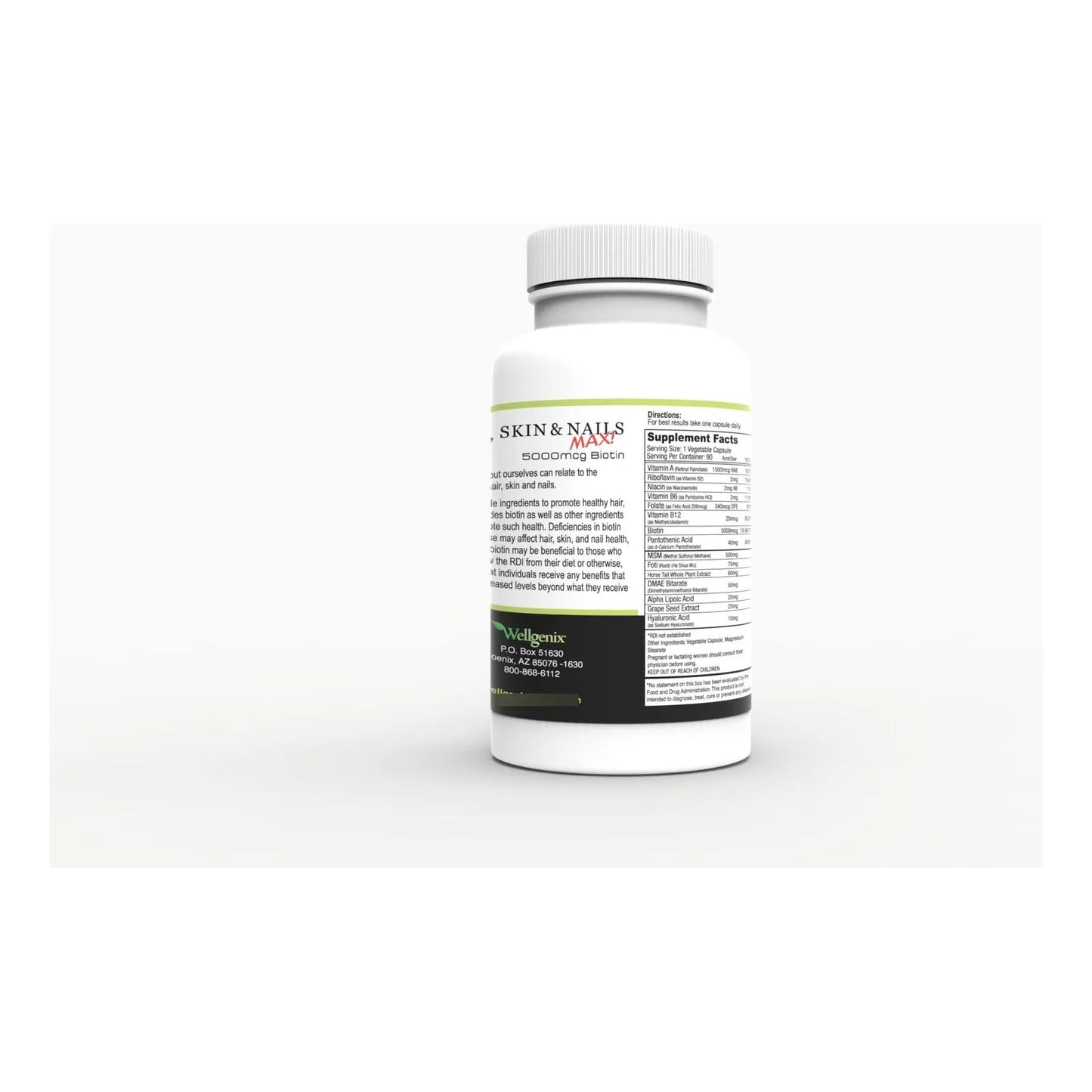 Purvana Max Cápsulas De Biotina 5000 Mcg Para Cabello Piel Y Uñas Con Raíz De Fo-Ti