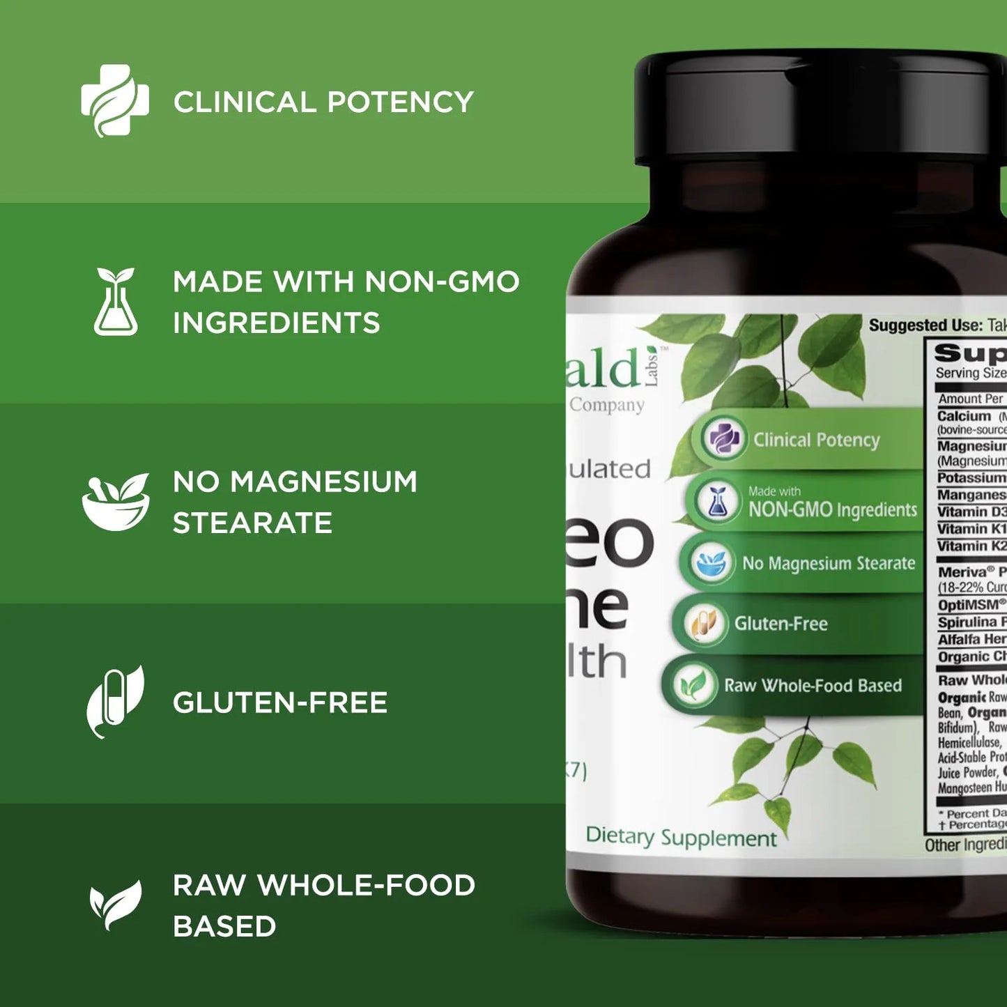 Osteo Bone Health Suplemento Vitaminas K1 K2 D3 Para Huesos Fuertes 180 Cápsulas