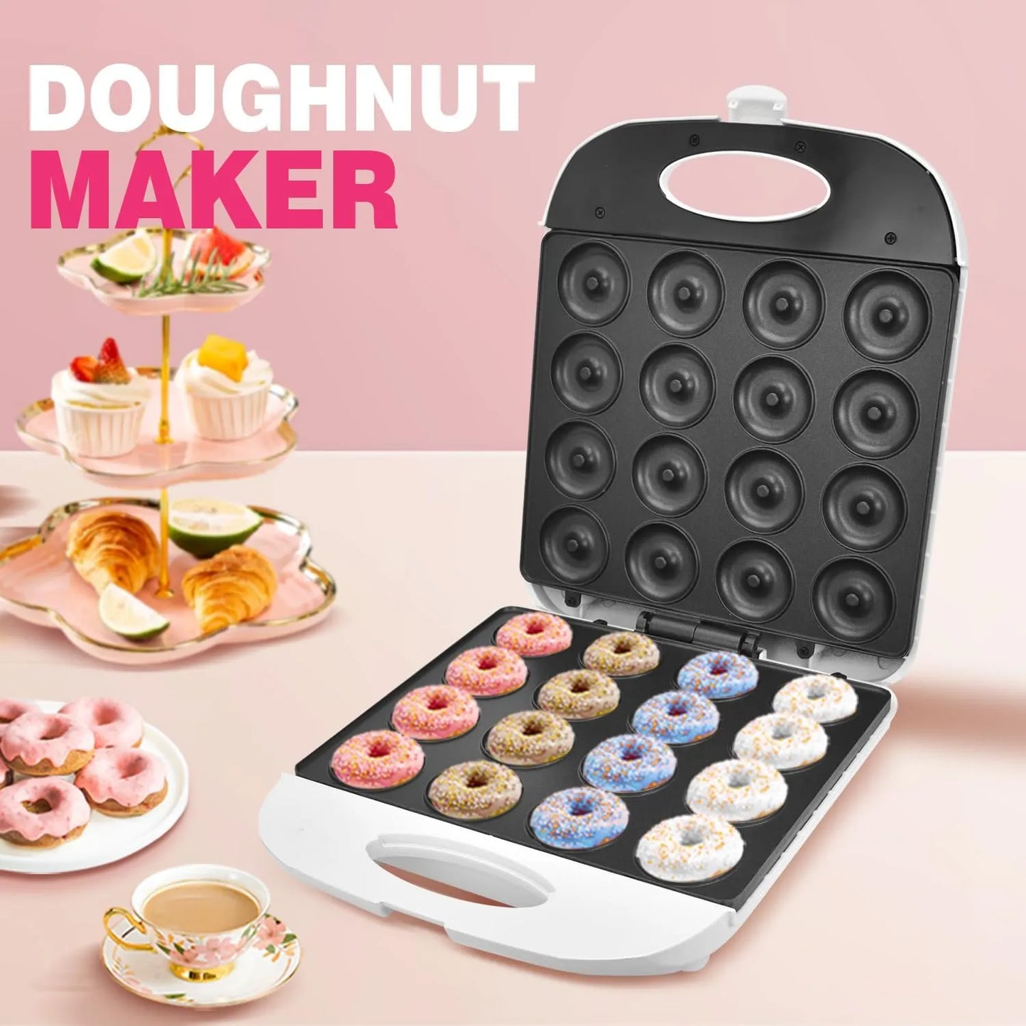 Máquina Mini Donuts DSP 1400W Antiadherente Para 16 Unidades Kit Completo Incluido
