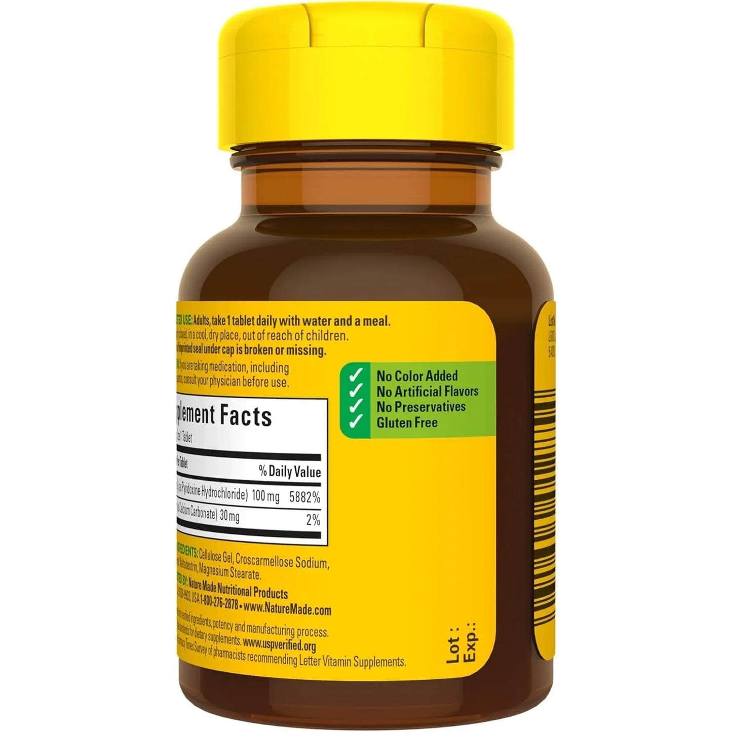 Vitamina B6 100 Mg Nature Made 100 Comprimidos Paquete De 4 Energía Y Bienestar