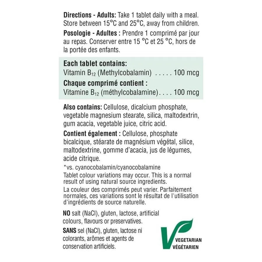 Jamieson B12 Metilcobalamina 100 Mcg 100 Tabletas Energía Natural