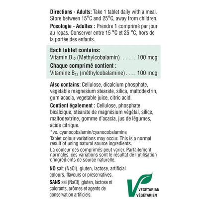 Jamieson B12 Metilcobalamina 100 Mcg 100 Tabletas Energía Natural