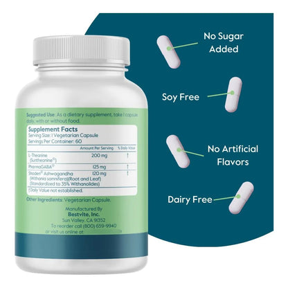 Capsulas Calm AF 60 Unidades Formula Avanzada Shoden Ashwagandha Suntheanine PharmaGABA