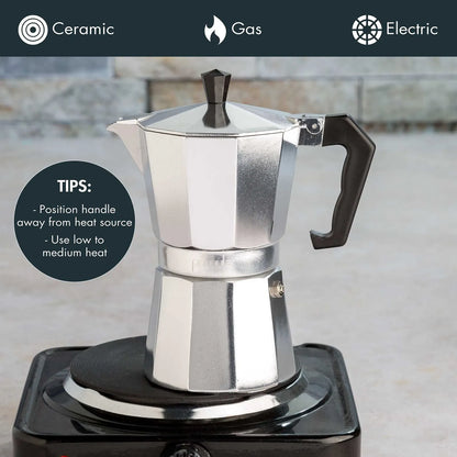 Cafetera Espresso Eléctrica Y Espumador 6 Tazas Plata SOMOS IMPORTACIONES GOLD