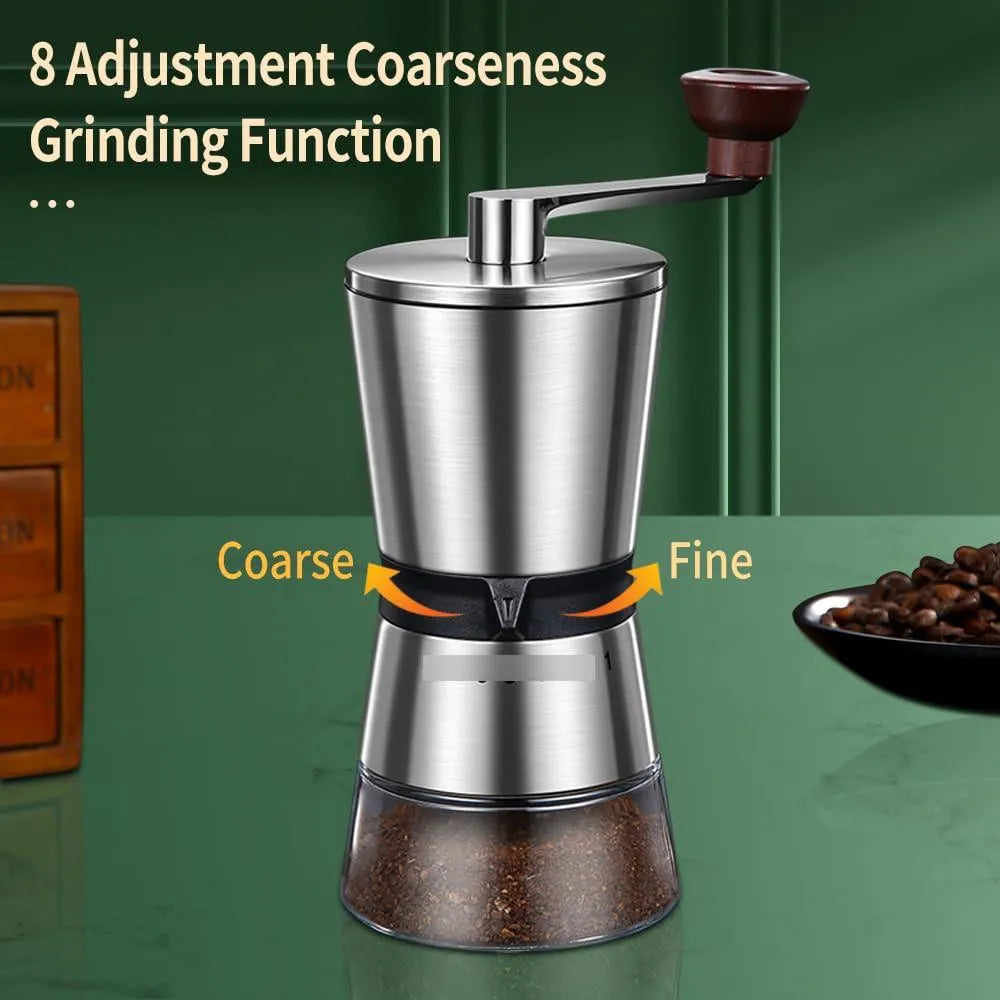 Molinillo Manual De Café 8 Ajustes Grosor Portatil Gran Capacidad