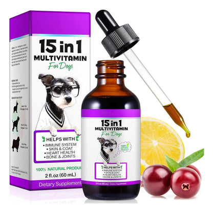 Multivitamínico Líquido 15 En 1 Para Perros Salud Corazón Huesos Articulaciones Piel