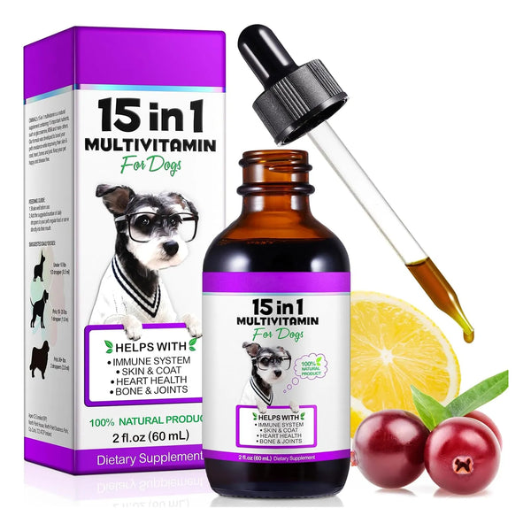 Multivitamínico Líquido 15 En 1 Para Perros Salud Corazón Huesos Articulaciones Piel