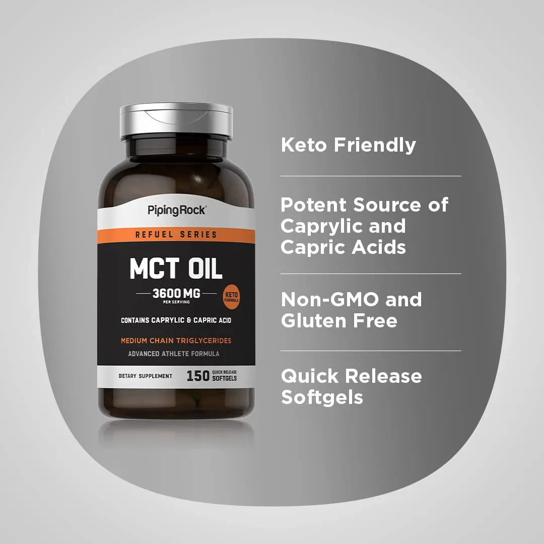 Cápsulas De Aceite MCT 3600 Mg 150 Unidades Suplemento Cetogénico Sin Gluten