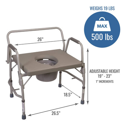 Cómoda Nocturna Inodoro Portátil Asiento Elevado Con Asas Soporte 500 Lbs