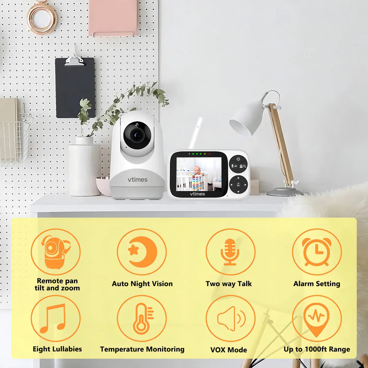 Monitor Bebes Camara Audio Pantalla LCD Color Vision Nocturna 300 Mts