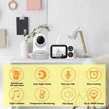 Monitor Bebes Camara Audio Pantalla LCD Color Vision Nocturna 300 Mts