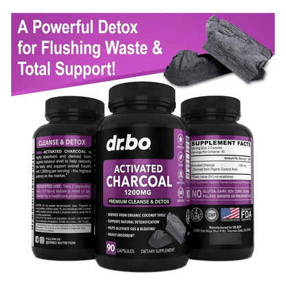 Capsulas De Carbon Activado 1200 Mg Alivio Gases E Hinchazon Digestiva