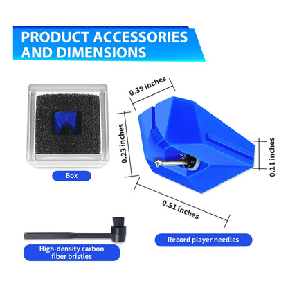 Aguja Tocadiscos Diamante Azul Compatible Con Cartuchos VM95 Sonido Premium