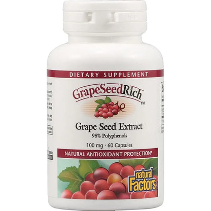 Extracto De Semilla De Uva GrapeseedRich Antioxidante 60 Cápsulas Vegetarianas