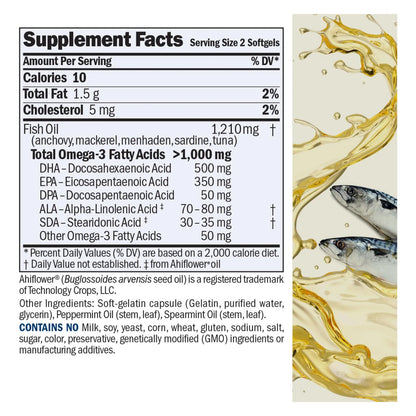 Omega 3 Menta Ultra Puro 60 Capsulas Andrew Lessman Alto DHA Sin Sabor Pescado