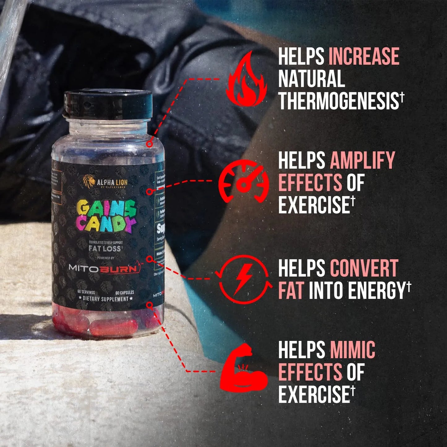 Gains Candy Píldoras Pérdida Peso Supresor Apetito Energía Metabolismo
