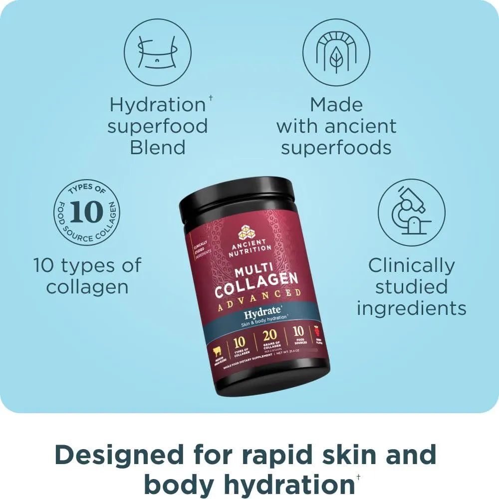 Proteína Multi Colágeno Hidratante Sabor Berry 30 Porciones Hidratación Profunda