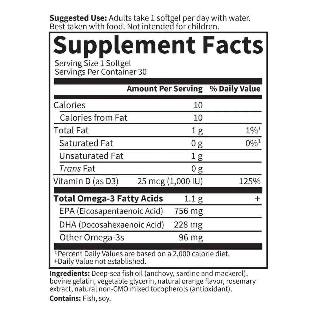 Aceite De Pescado Omega 3 Salud Cerebral Y Cardíaca 30 Cápsulas Garden Of Life