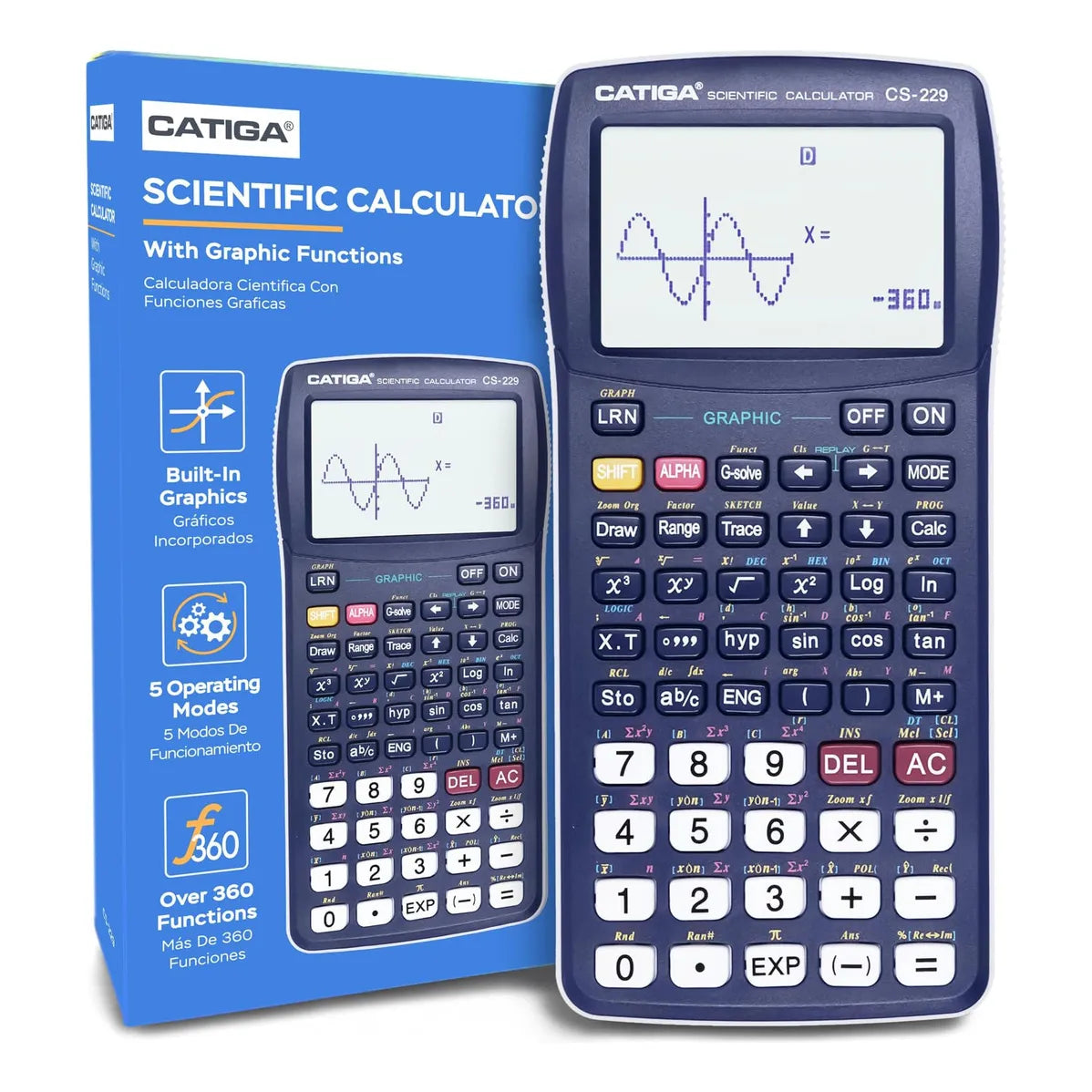 Calculadora Cientifica Grafica Catiga Azul Con Pantalla Grande Y 280 Funciones