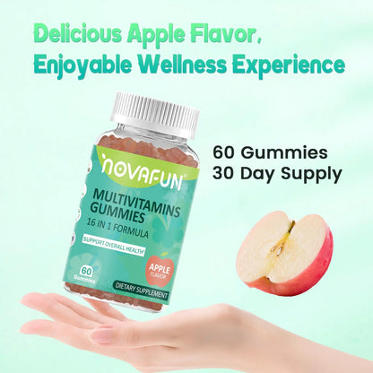 Gomitas Multivitamínicas 16 En 1 Sabor Manzana 60 Unidades Veganas Sin Gluten