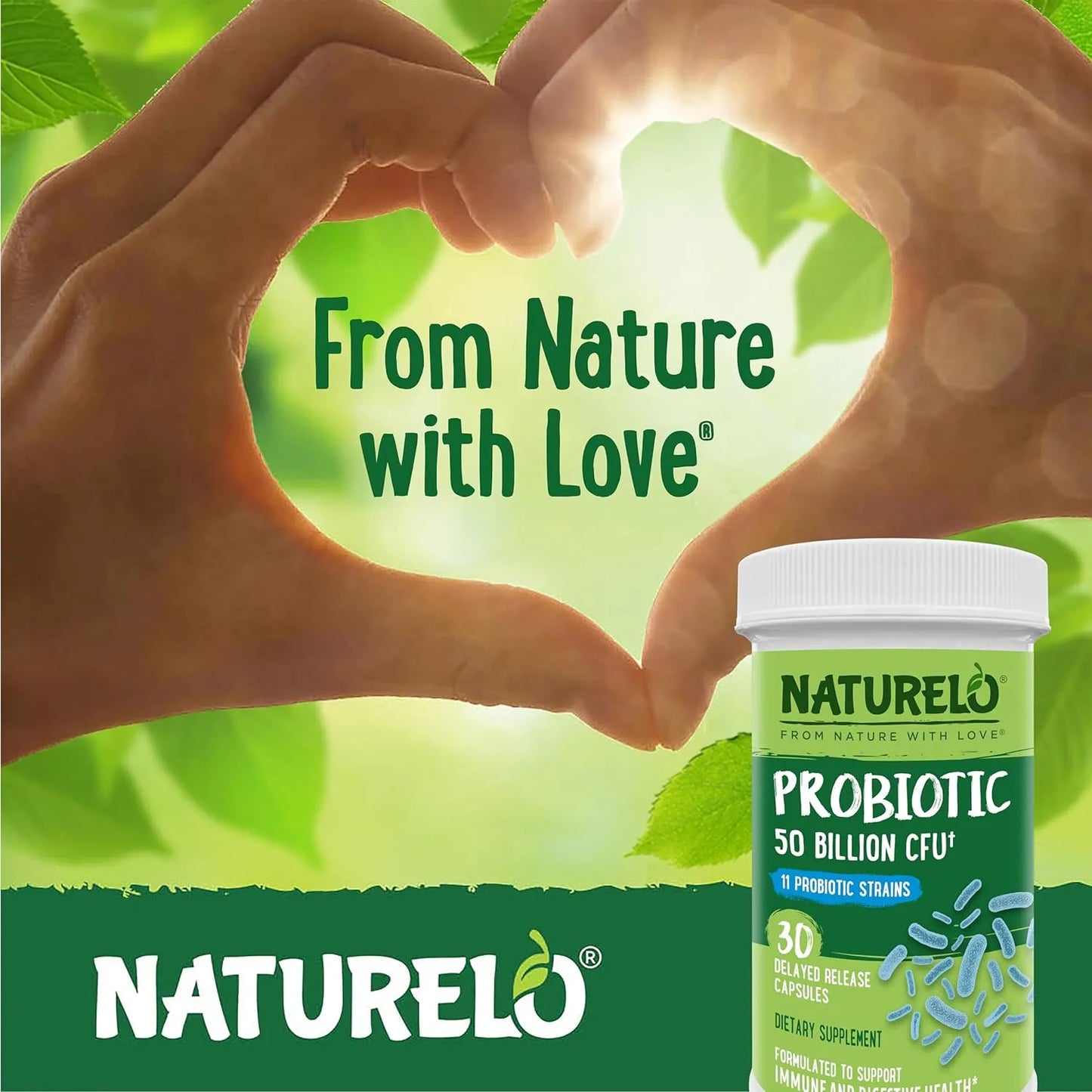 Probiótico NATURELO 50 Mil Millones CFU 11 Cepas Digestión E Inmunidad 30 Cápsulas Veganas