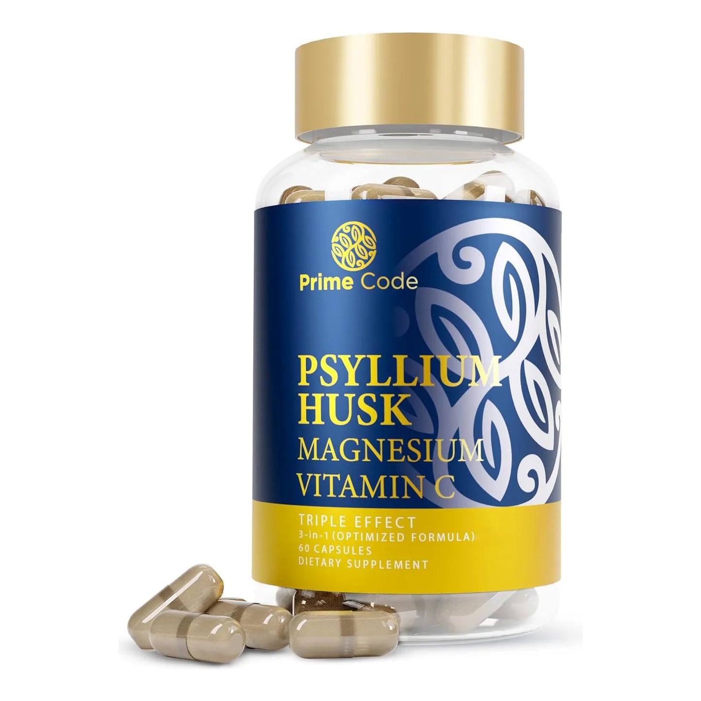 Capsulas De Cascara De Psyllium 1000mg Con Citrato De Magnesio Y Vitamina C Salud Digestiva