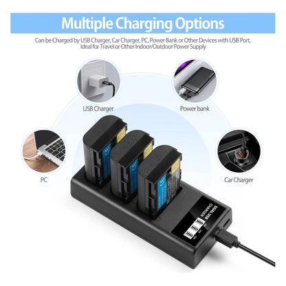 Cargador Usb Lcd Triple Ranura Para Camaras Canon Eos 5d Seguro Y Rapido