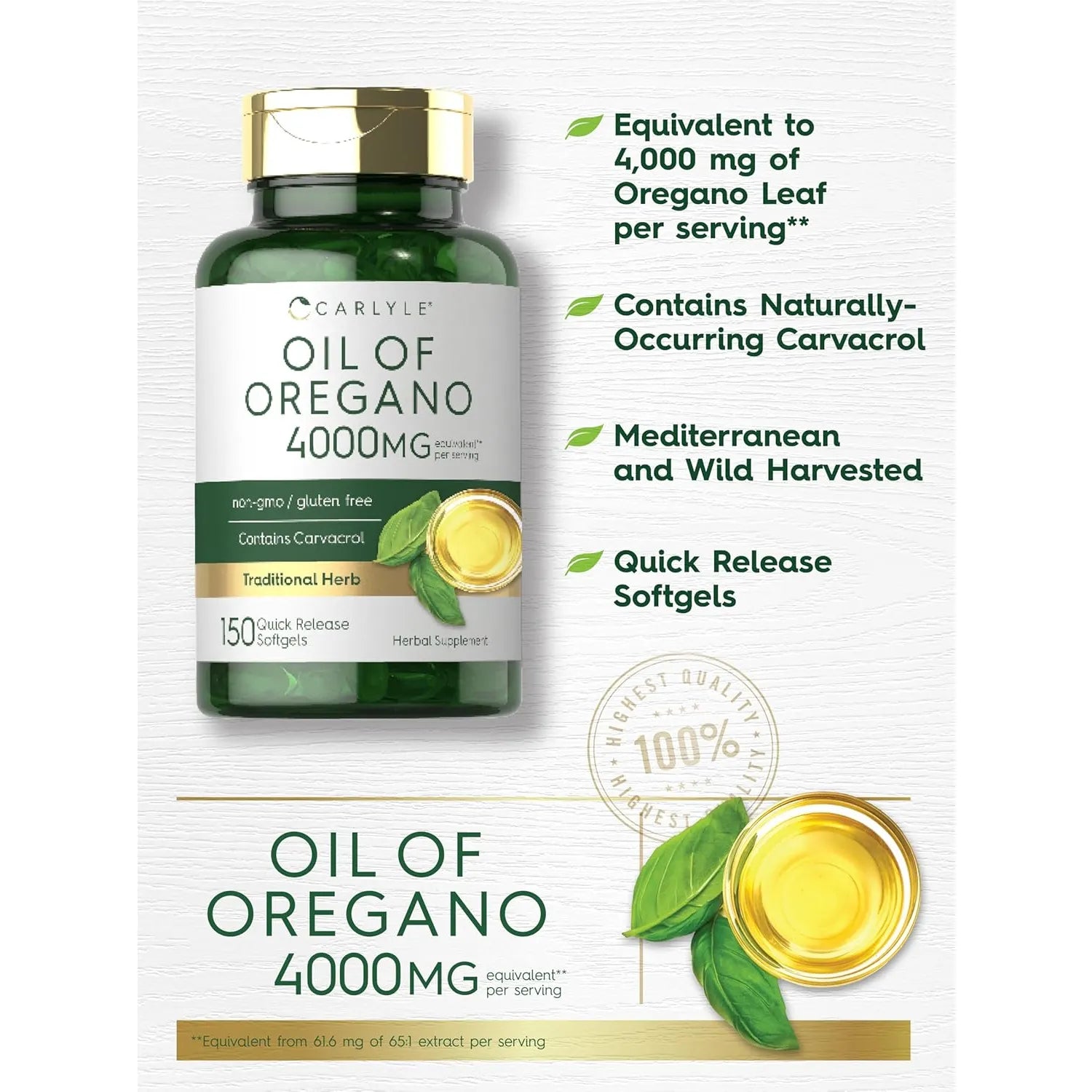 Aceite De Orégano Carlyle Apoyo Diario 150 Cápsulas Sin Sabor - Imagen 6