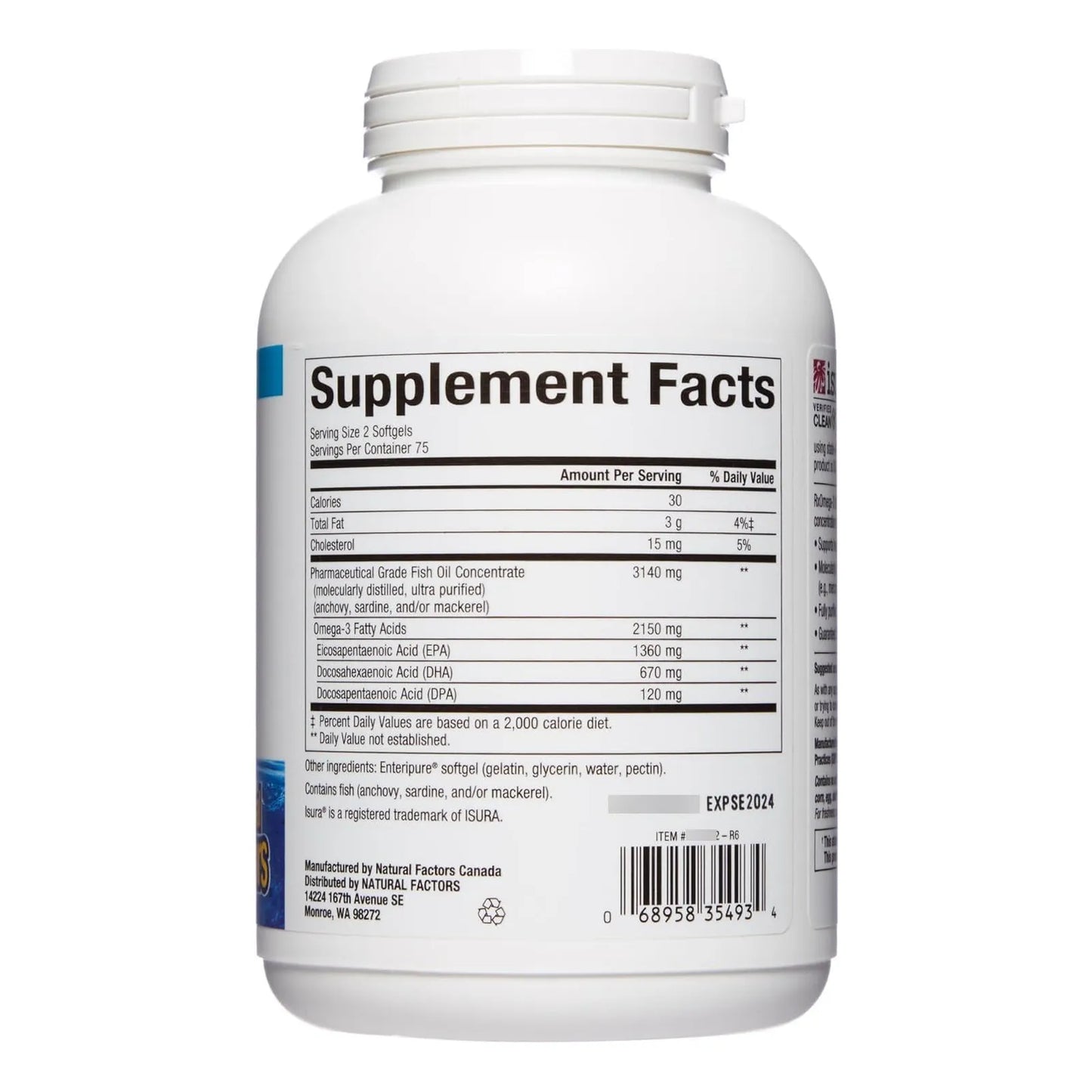 Aceite De Pescado Ultra Fuerte RxOmega 3 2150 Mg Omega 3 Alta Potencia 150 Capsulas