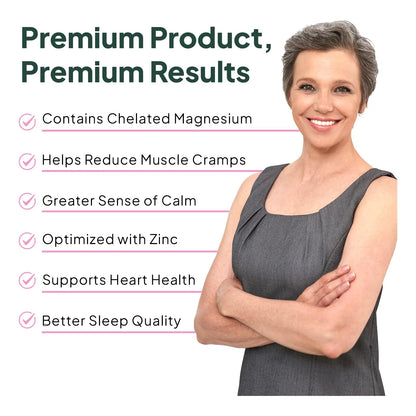 Glicinato De Magnesio Puro Con Zinc Suplemento Para Dormir Y Calambres Musculares