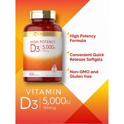 Vitamina D3 5000 Ui Carlyle Cápsulas Blandas Alta Potencia Sin Gluten - Imagen 7