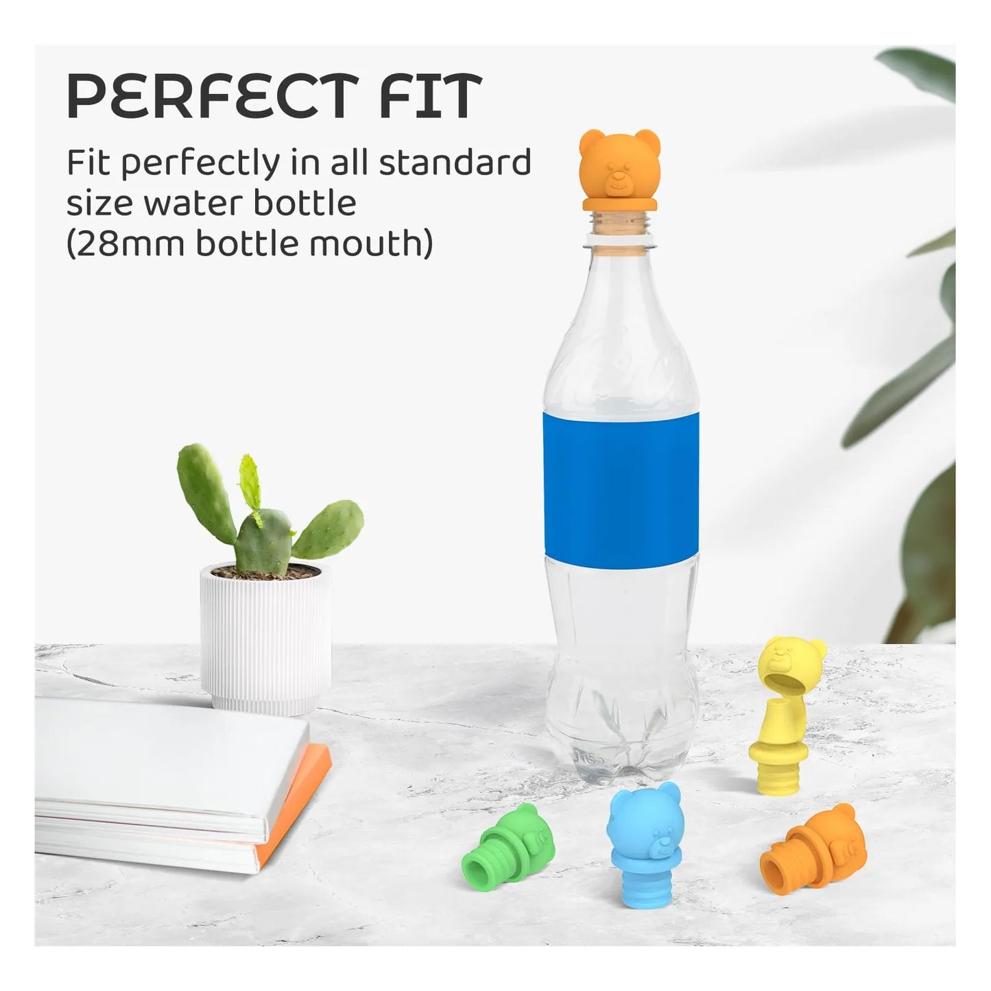 Tapas Antiderrames Silicona Para Botellas Pack De 4 Ajuste Perfecto Sin Bpa