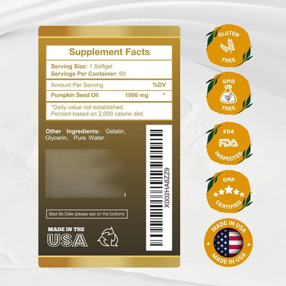 Aceite De Semilla De Calabaza Prensado En Frio 1000 Mg Cabello Piel Y Prostat