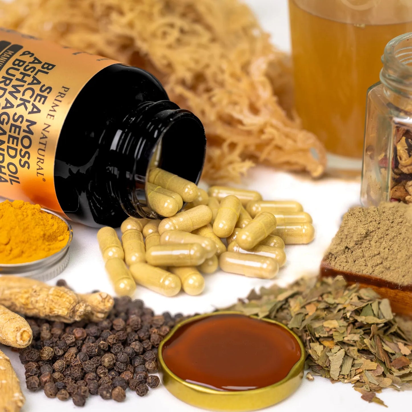 Capsulas Musgo Marino Aceite Semilla Negra Ashwagandha 120 Unidades Soporte Inmunologico Digestivo